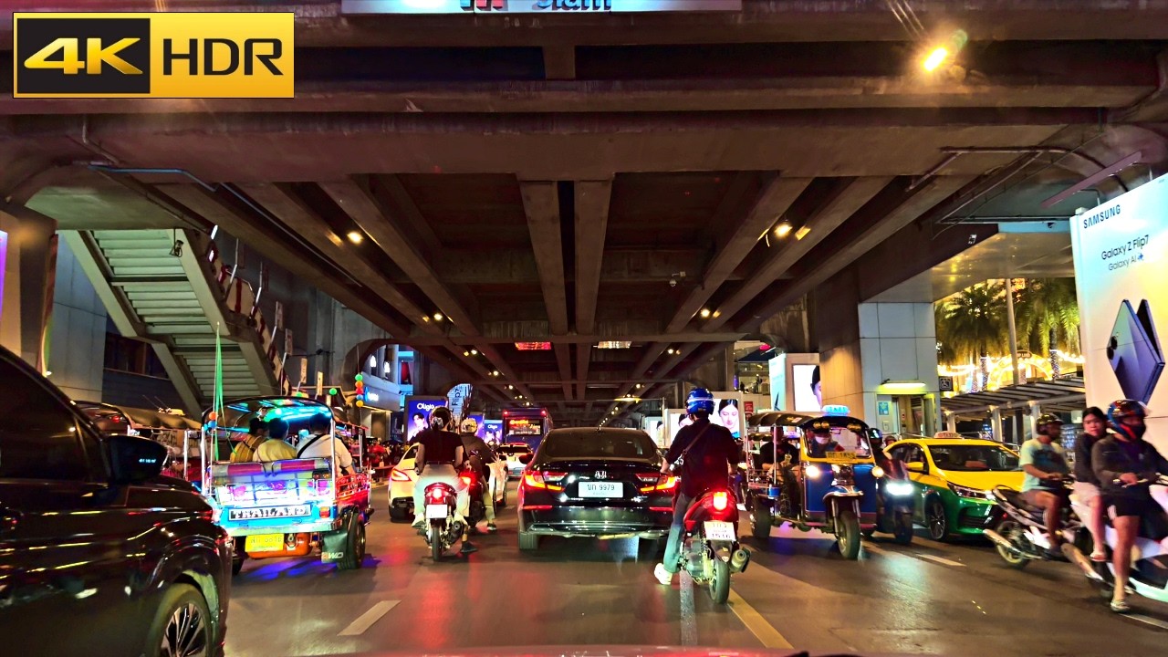 Driving Around Bangkok | Relaxing Night Driving Tour [4K HDR]