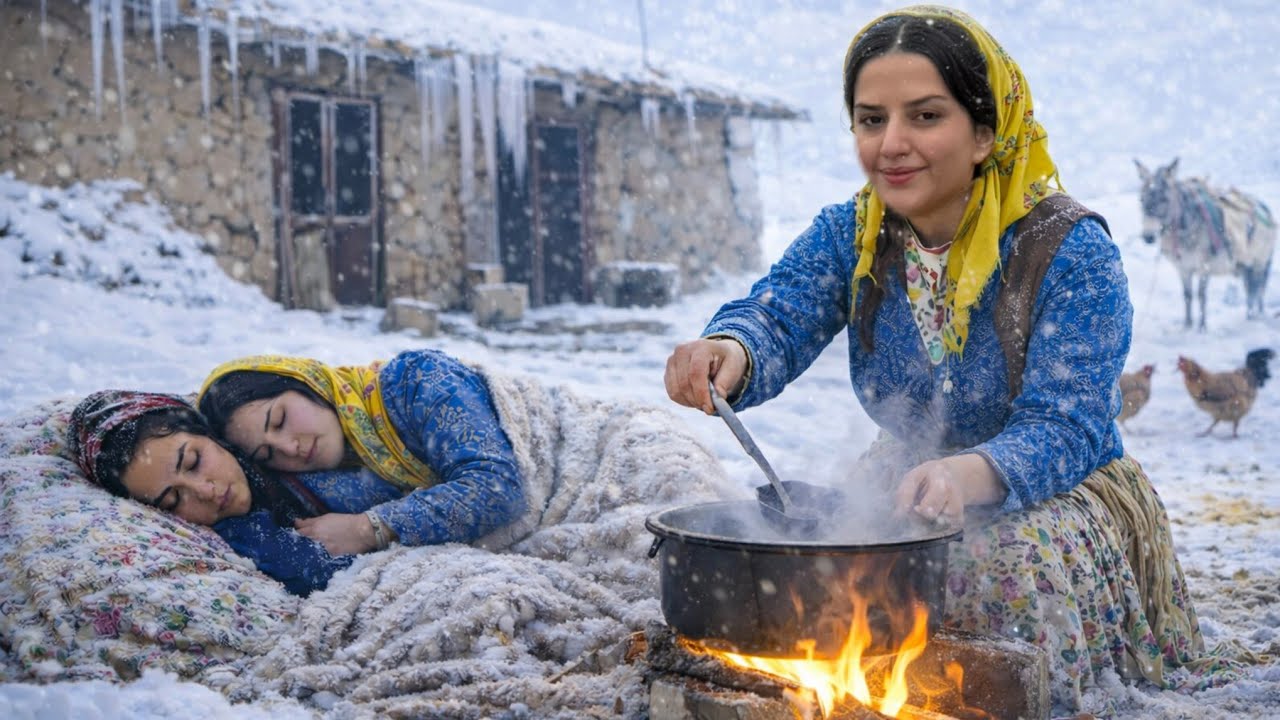 Extreme snow survival in IRAN | Traditional cooking
