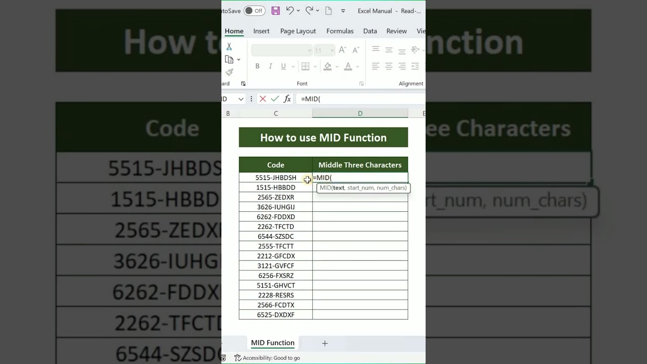 How to use MID Function in Excel | Text Functions in Excel