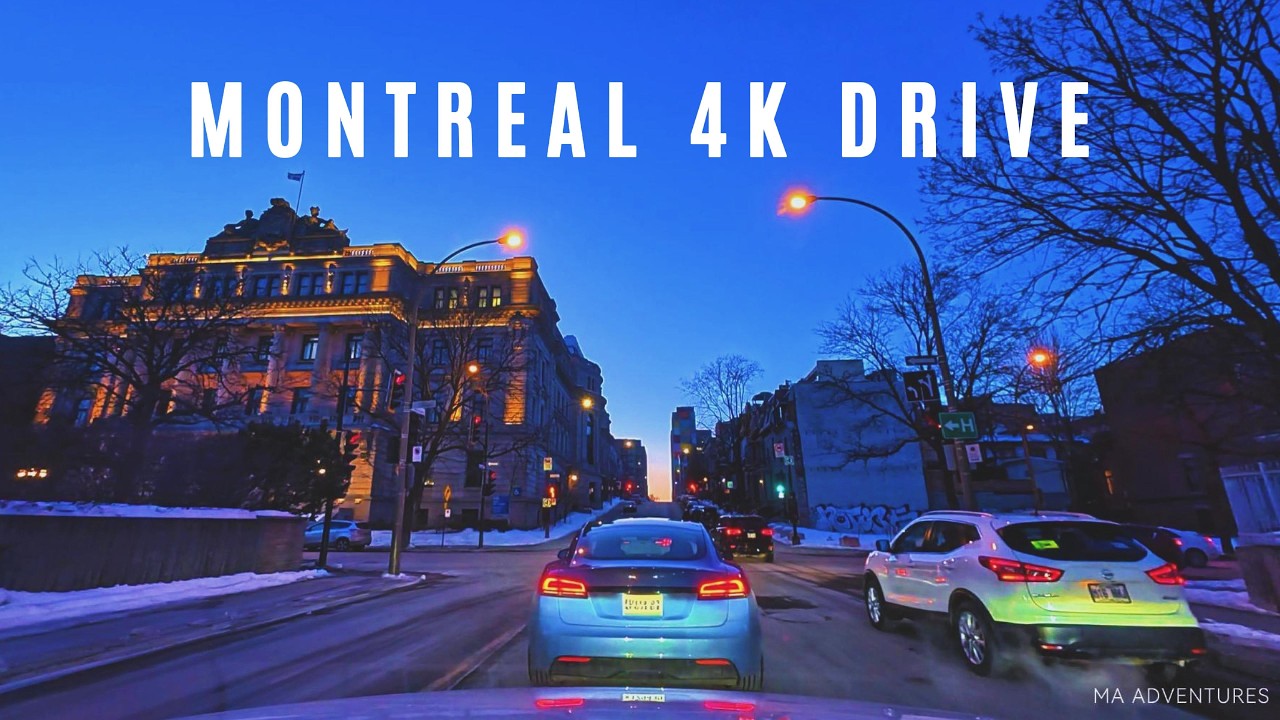 Blue Hour Drive in Montréal 🇨🇦 | Old Montréal to Mount Royal in a Calm Winter Evening (4K POV)