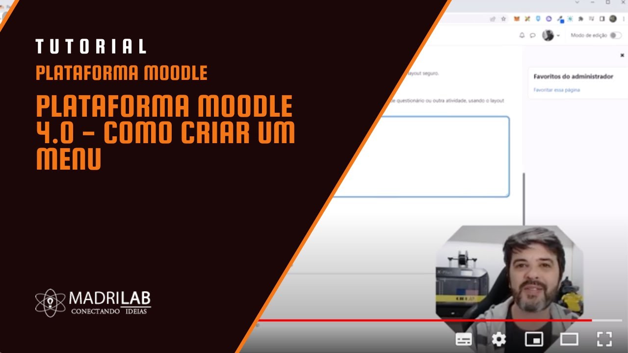Plataforma Moodle 4.0 -  Como criar um menu