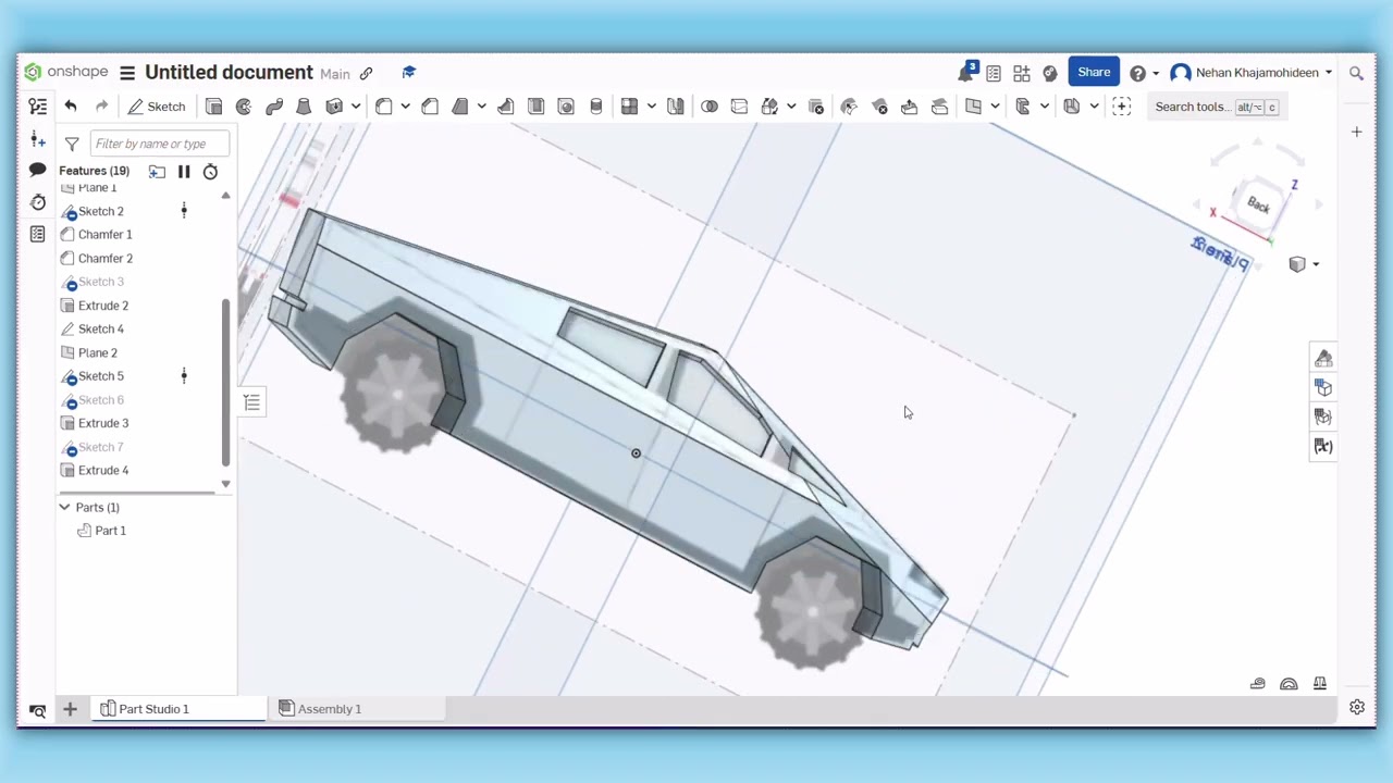 OnShape Design Cybertruck Tesla and 3D Printing ( Part 3 )