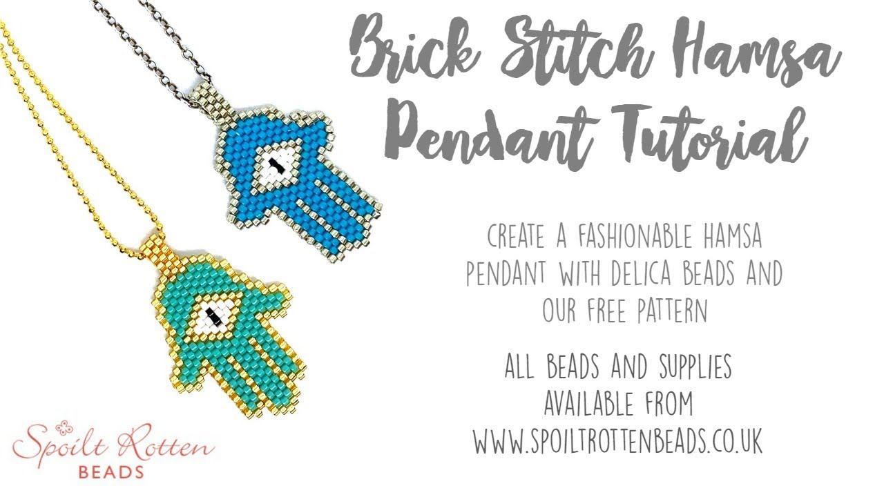 Brick Stitch Hamsa Pendant Tutorial - Subscribe for more FREE beading tutorials and patterns