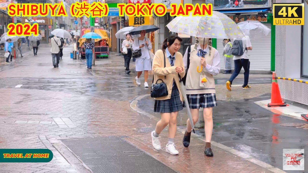 4k hdr japan travel 2024 l Rainy day Walk in Shibuya (渋谷) Tokyo | Relaxing Natural City ambience