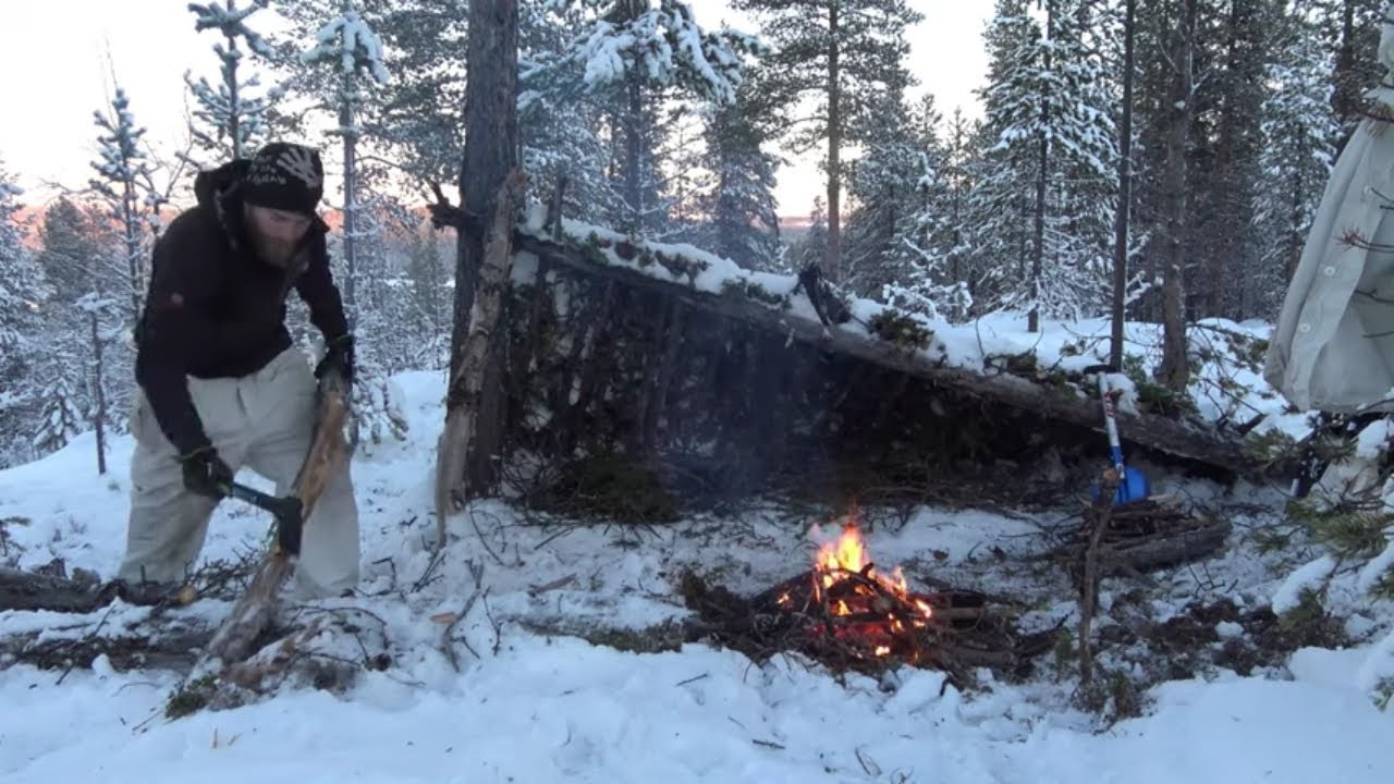 Winter Emergency Shelter - Lapland, Northern Sweden | Day 1: 0°F (-18°C)