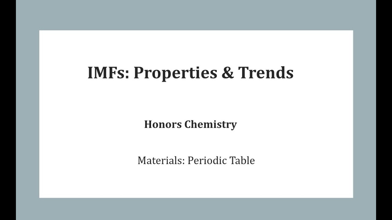 IMF Properties and Trends Notes