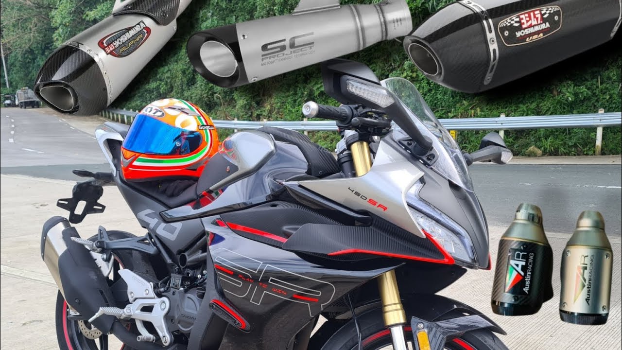 CFmoto 450 sr slip-on exhaust/ Sc project, akrapovic,yoshimura and austin racing