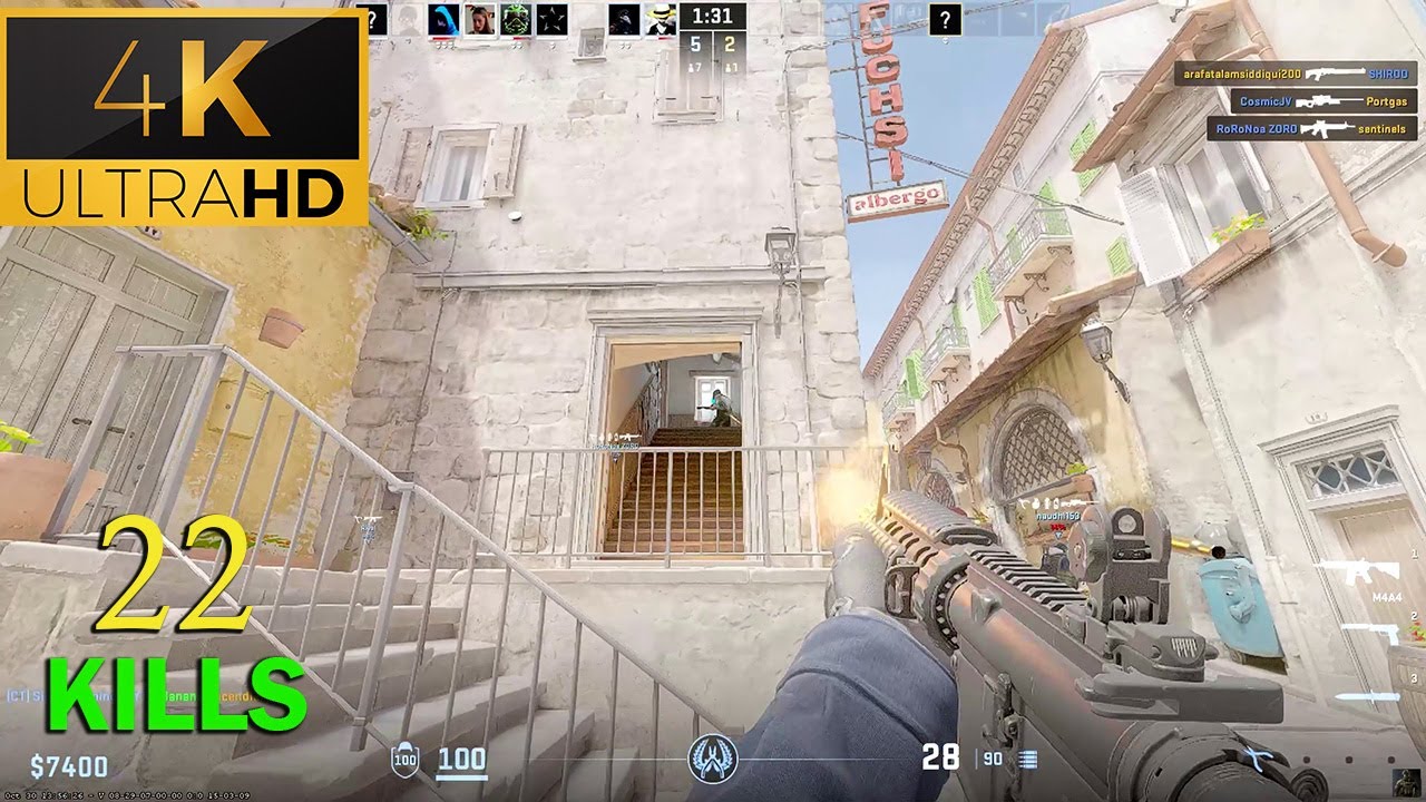 Counter Strike 2 Gameplay 4K HDR - Inferno Map 16 Kills! (No Commentary)