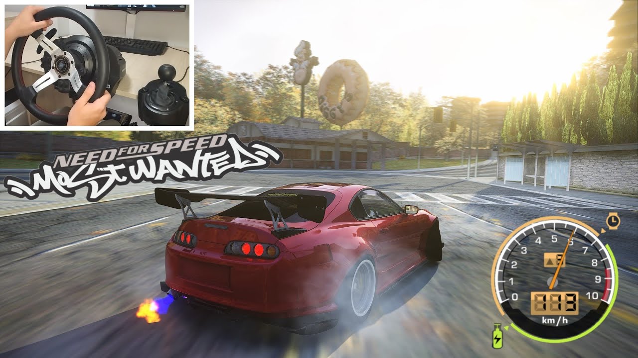 NFS Most Wanted Remastered Drifting in Toyota Supra | Assetto Corsa mods | Steering Wheel