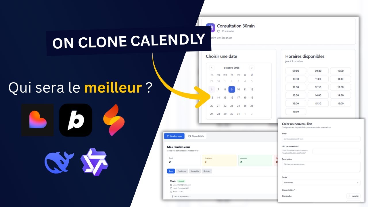 Le meilleur créateur de site avec l'IA sans coder ? Démo A à Z pour cloner Calendly