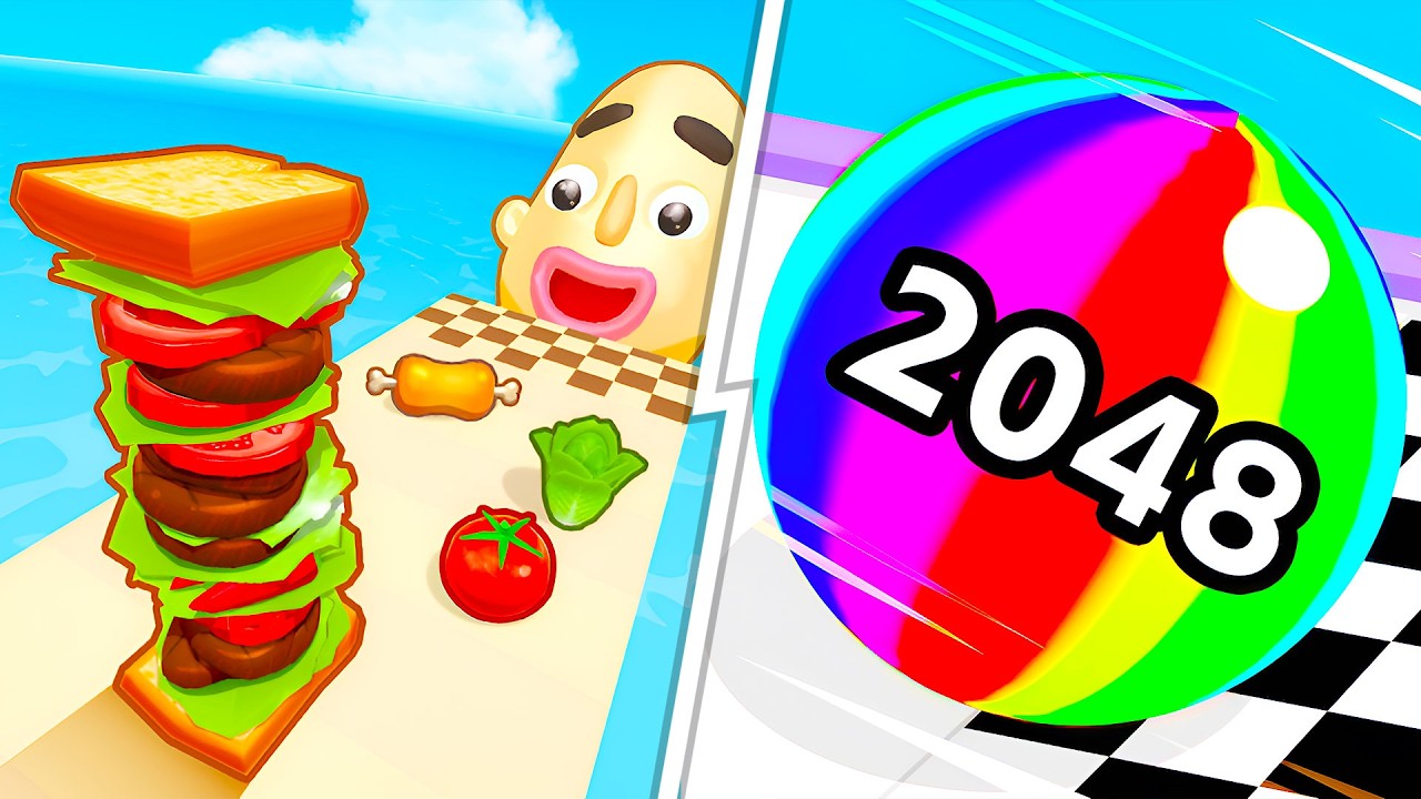 Sandwich Runner VS Ball Run 2048  -  Full Levels Speedrun Gameplay (Android & iOS) Ep 897