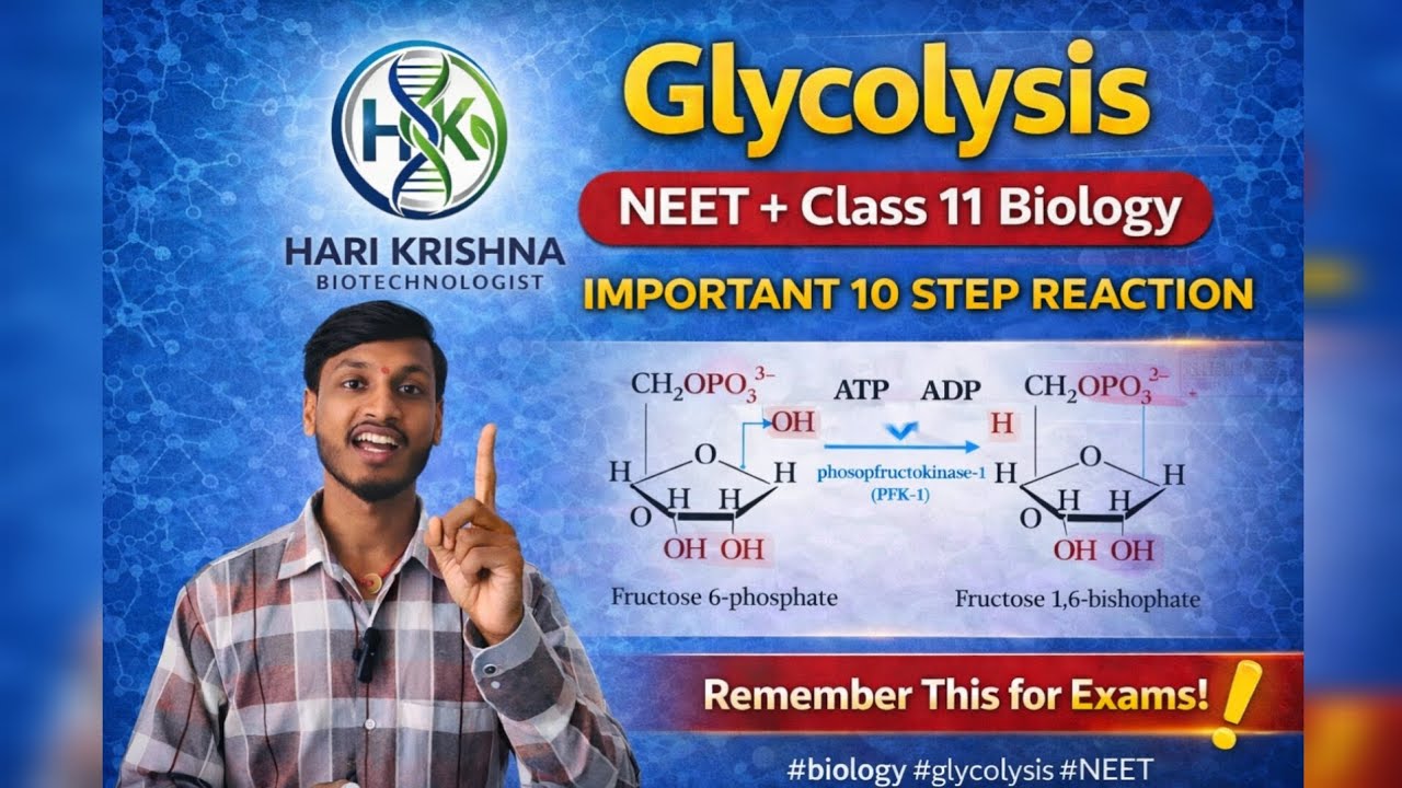 Glycolysis | 10 step Reaction | Neet #Neet #class11biology #neet2026 