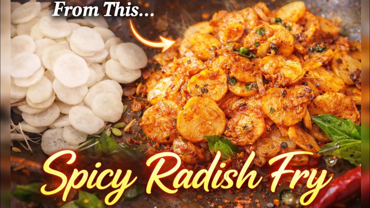 Spicy Radish Fry | Healthy & Delicious Stir Fry||Mullangi Fry||#food #radish #mullangi #cooking #yt 