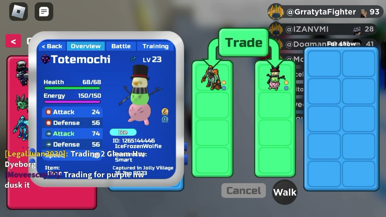Trading for perfect gleam snowman totemochi! W/L || Loomian Legacy