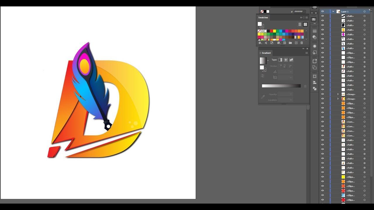 كيف نصمم لوجوهات من الحروف على Illustrator – تعديل كامل للحروف الكورس المجاني الكامل اليستريتور3
