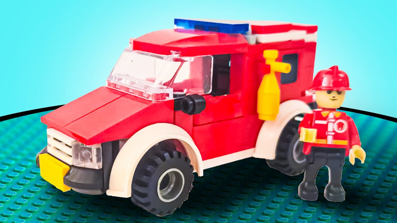 Fire truck from Lego blocks. - Mașină de pompieri din blocuri Lego.