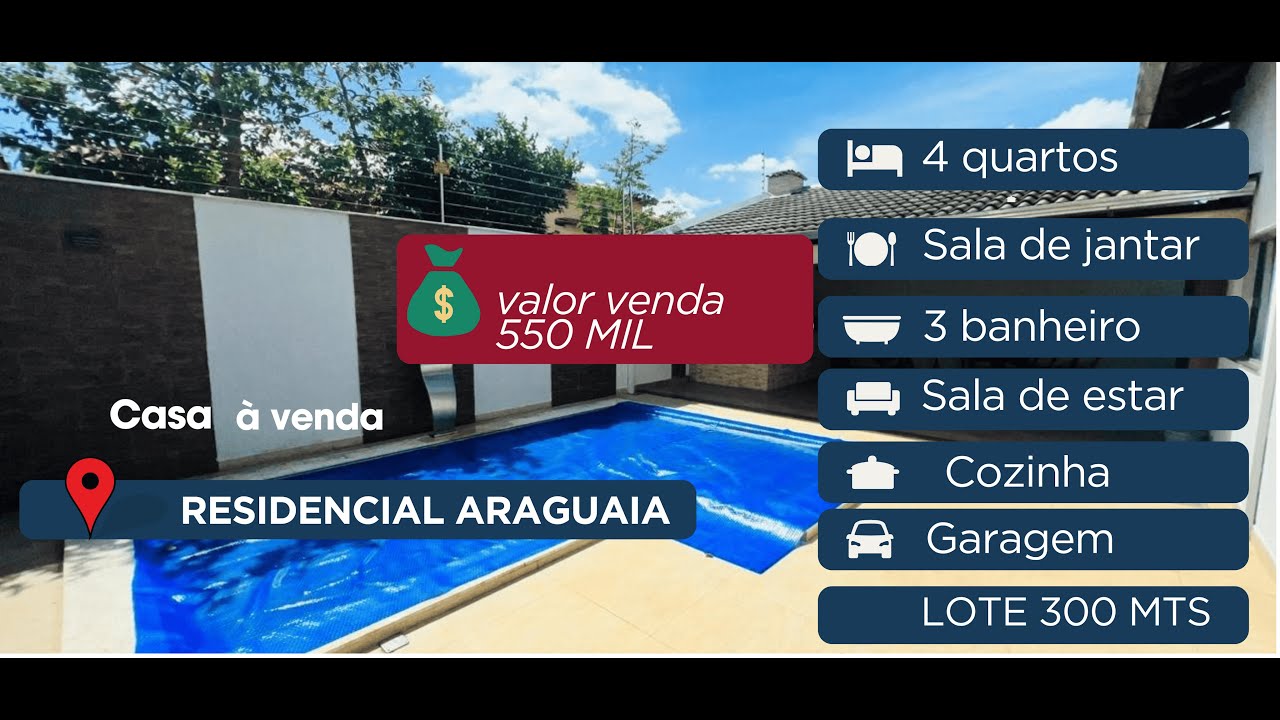 Casa para Venda  / bairro Residencial Araguaia, Anápolis GO. / lote 300 mts  550 MIL