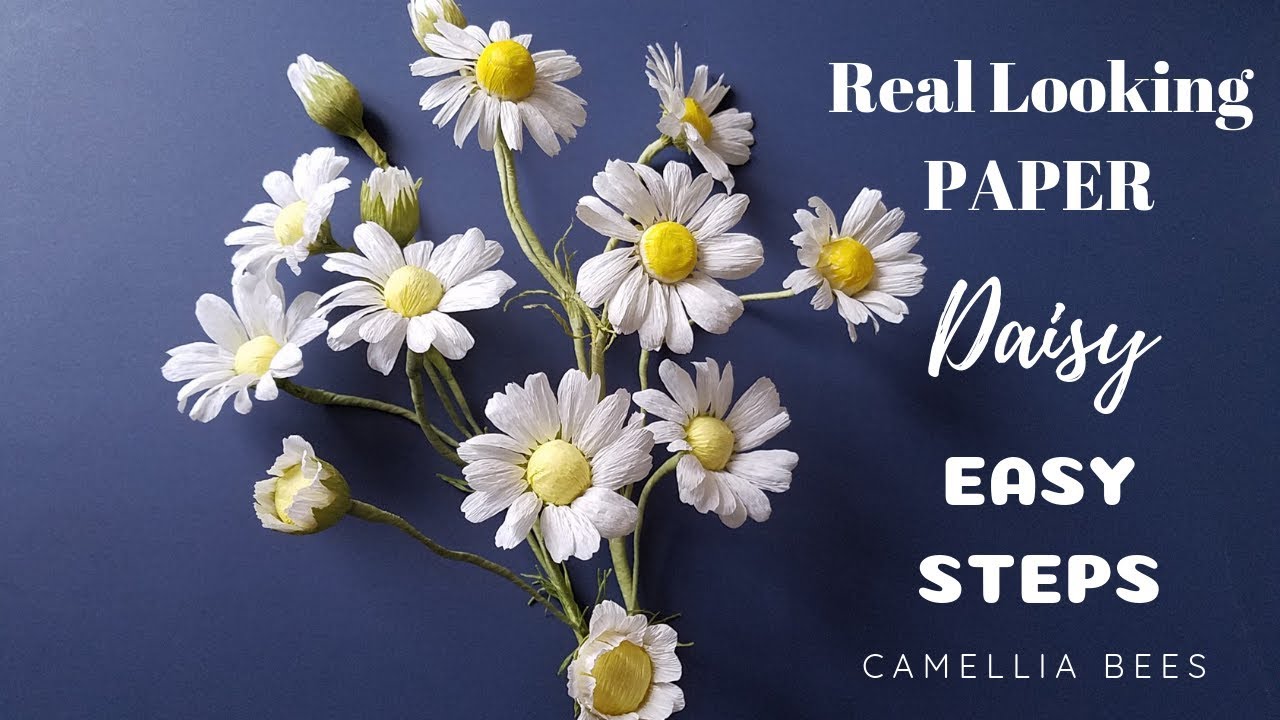 How to make Paper Chamomile daisy flower from crepe paper 🌼☀