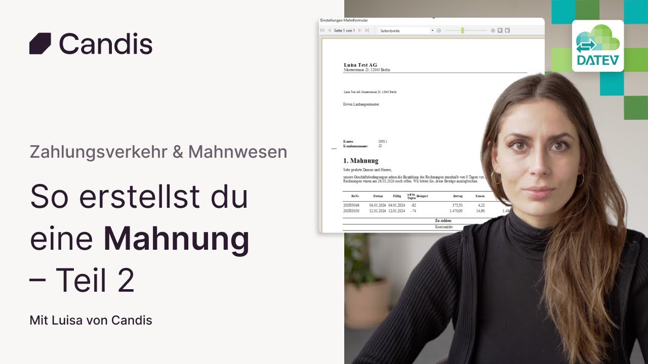 Mahnwesen Teil 2 in DATEV Kanzlei-Rechnungswesen | DATEV Zahlungsverkehr & Mahnwesen | Lernvideo