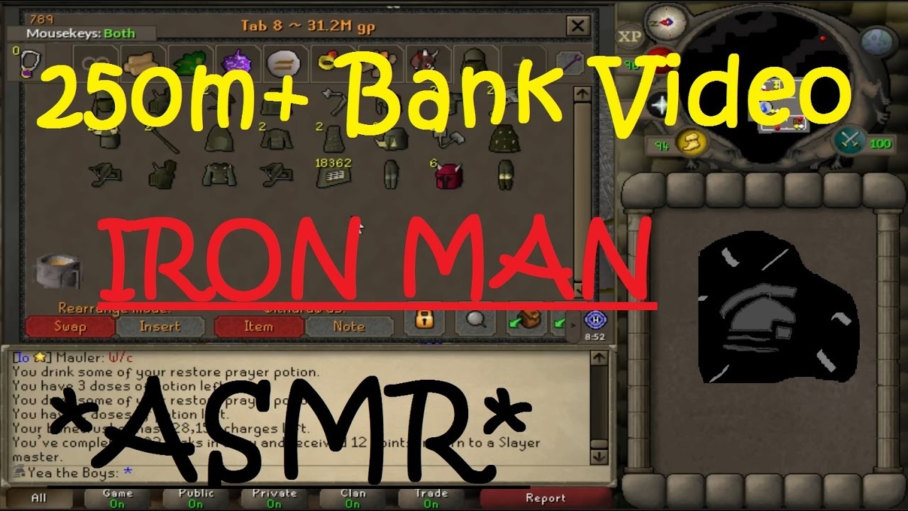 [ASMR] Oldschool Runescape 250m+ Terrible Ironman Bank Video -  OSRS 2007