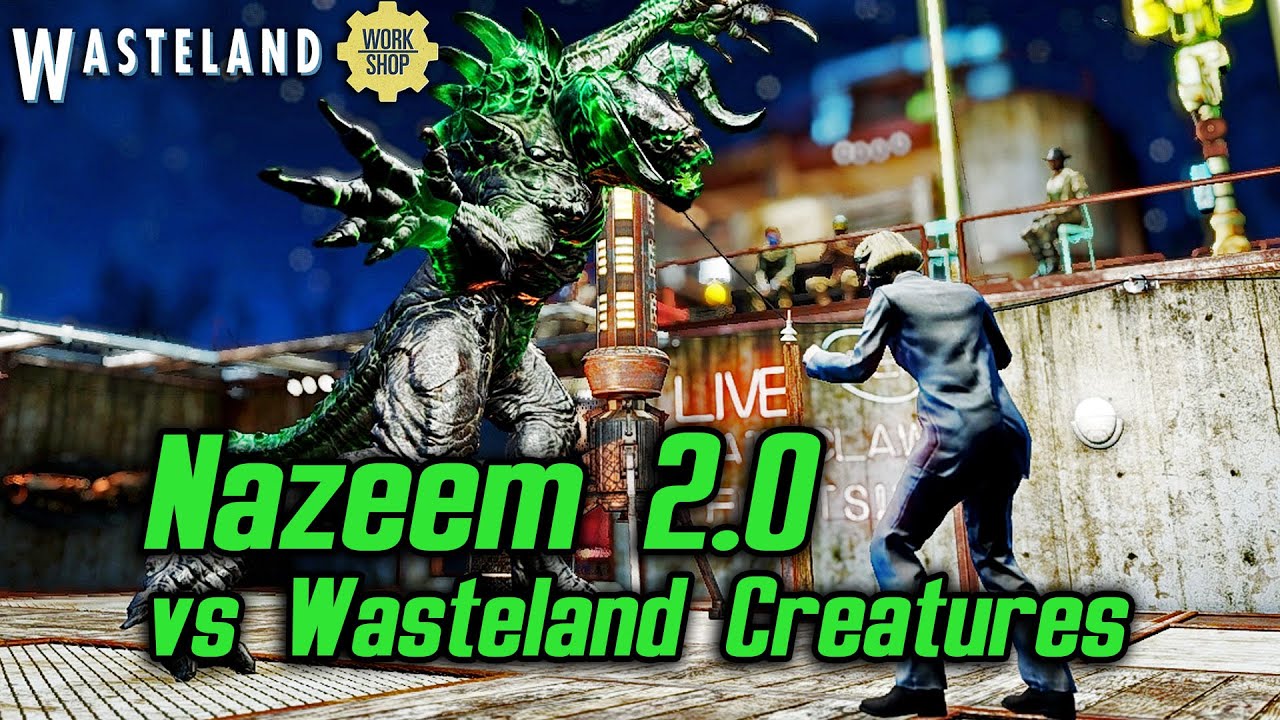 Fallout 4 Wasteland Workshop - Nazeem 2.0 vs Wasteland Creatures