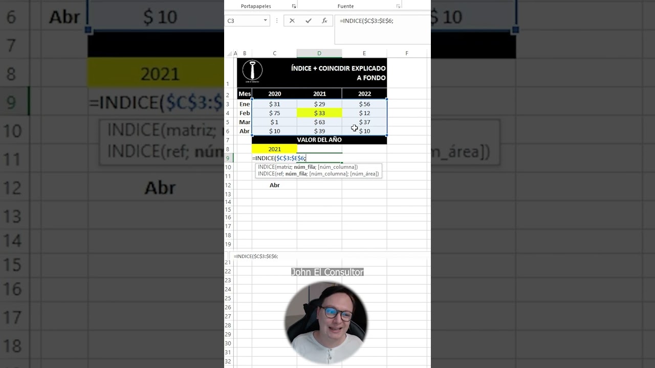 Cómo usar las funciones INDICE y COINCIDIR para búsqueda de valores en Excel #tutorial #excel