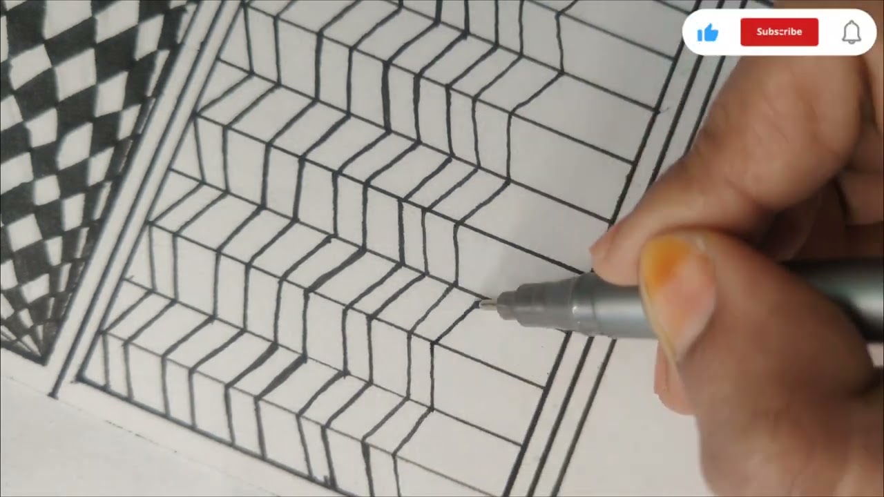 3D Zigzag Optical Illusion Pattern | Geometric Line Art | Bunnyy Artzz 🎨