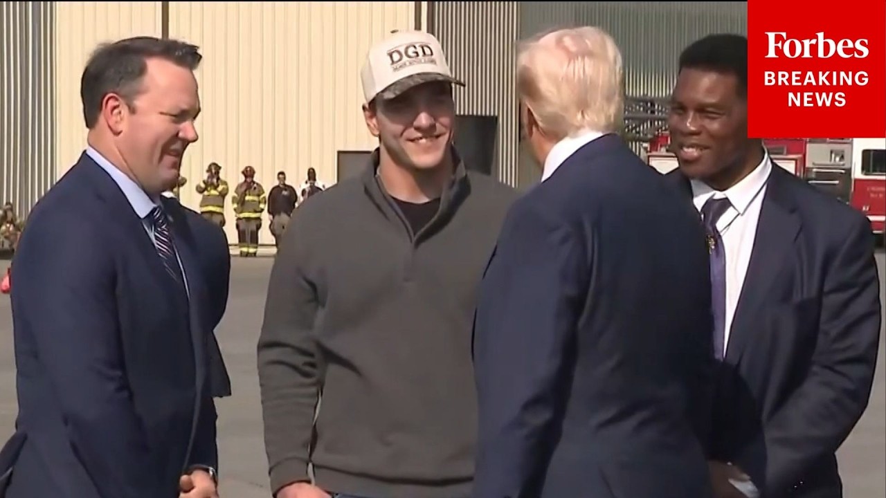 JUST IN: Trump Arrives In Georgia, Greeted By Herschel Walker, Gunner Stockton, And Burt Jones