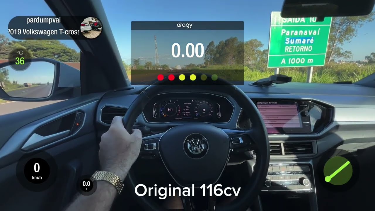 0-100km/h T-cross 1.0 TSI original vs stage 1 (gasolina) (dragy)