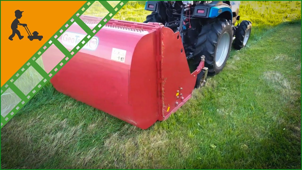 Broyeur sur tracteur avec bac de ramassage GeoTech Pro CFL120 - Démo de fonctionnement