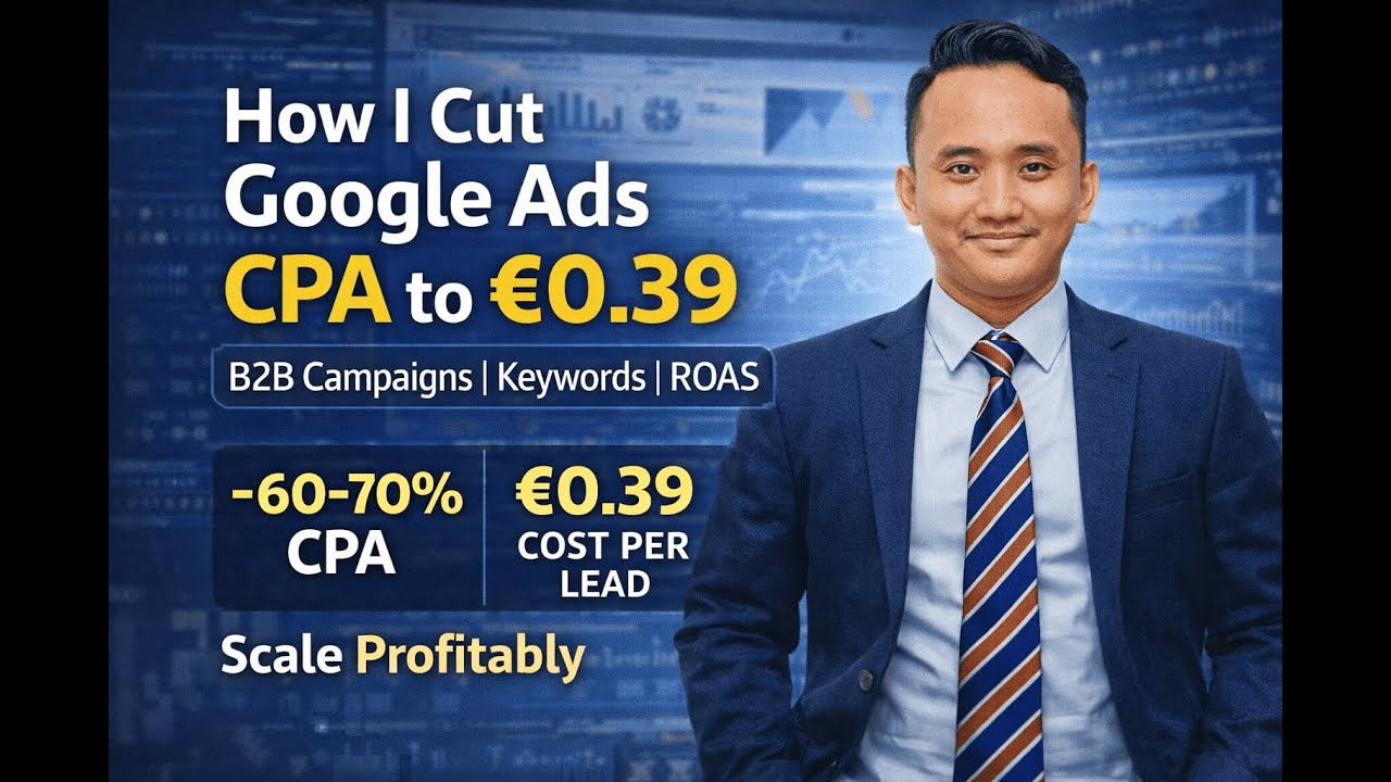 How I Cut Google Ads CPA to &euro;0.39 in B2B (Tutorial - Keyword Strategy, ROAS & Conversion Setup)