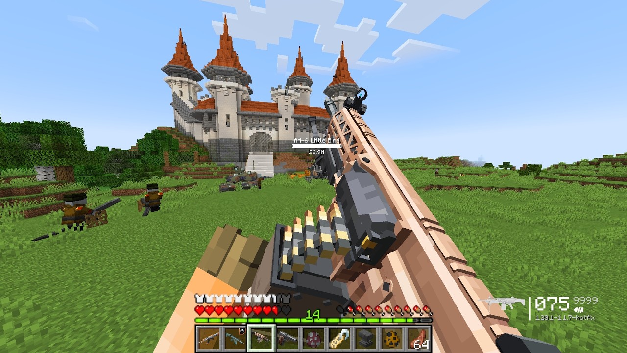 I Destroy a Pillager Outpost for Totems with Modern Weapons 😱 | Minecraft Modern Warfare