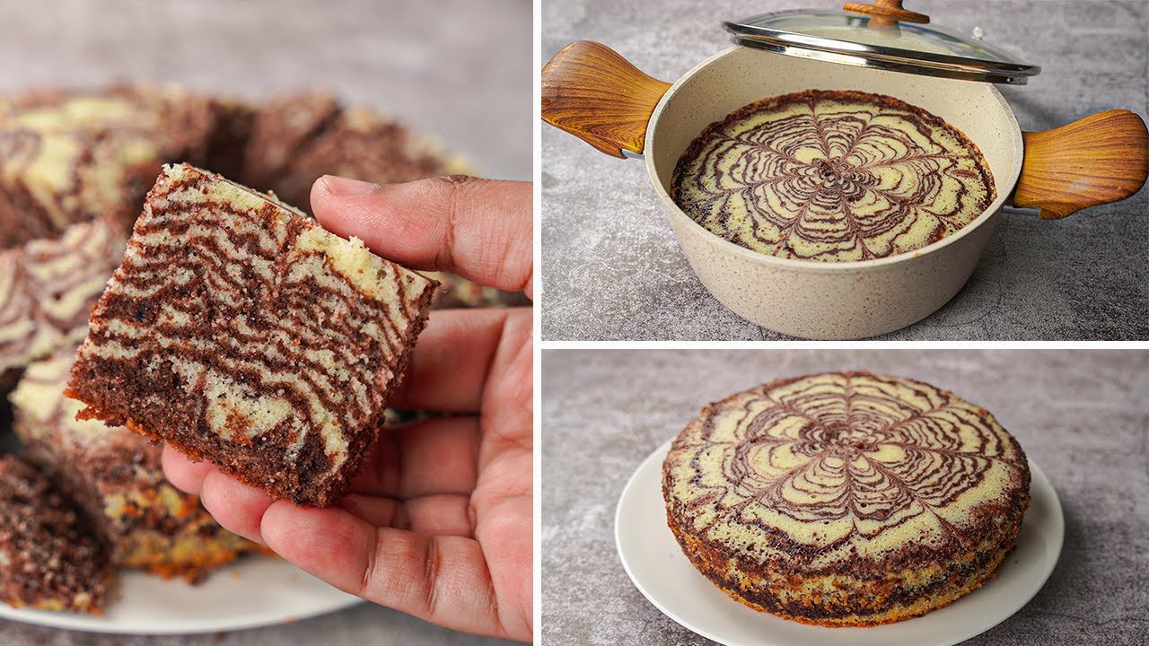 Zebra Cake in Curry Pan | No Mold No Oven Soft Spongy Zebra Cake Recipe | Yummy