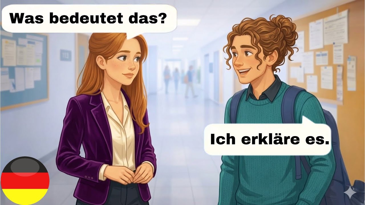 10 German Conversations for Beginners (A1-A2) Real Life Situations in a Language School