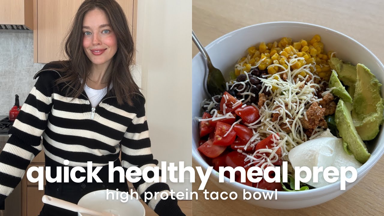 High Protein Taco Bowl | What I Eat In A Day As A Model | Quick & Healthy Meal Prep | Emily DiDonato
