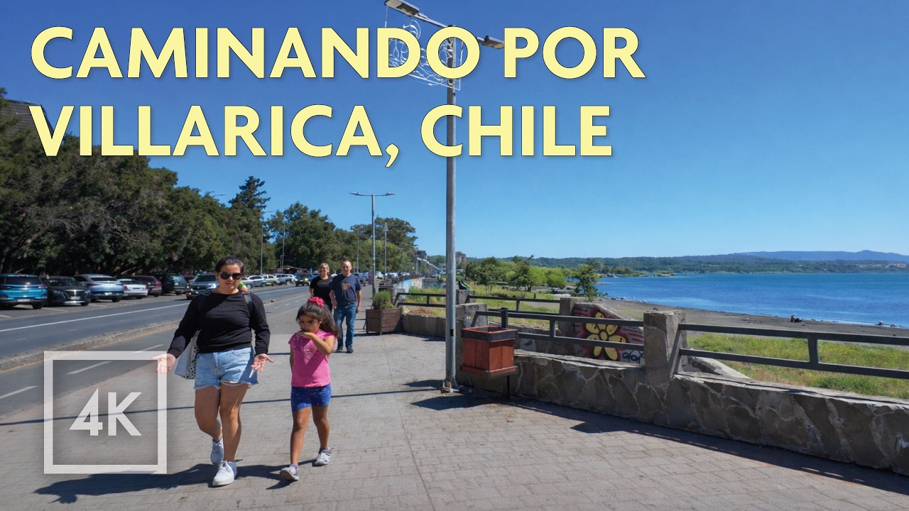 Caminando por Villarrica, Chile 🇨🇱 | Walking Tour 4K, ciudad, lago y volcán