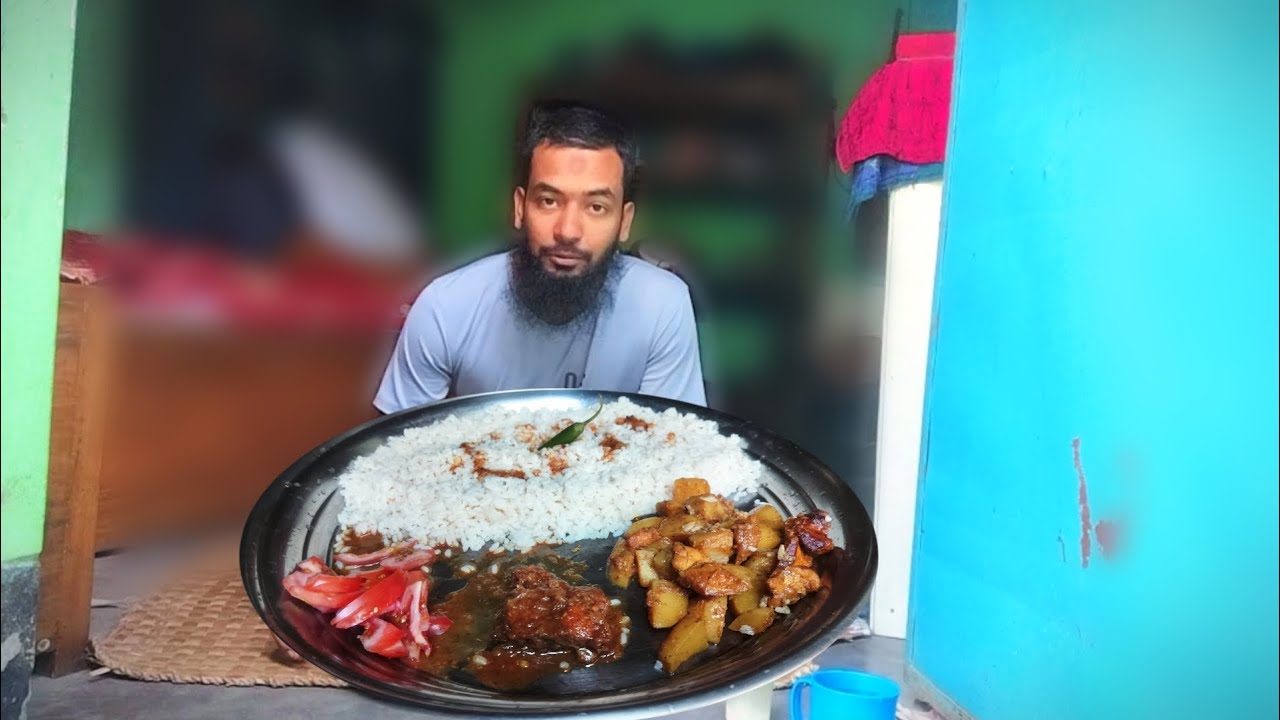 Bangladeshi Village Lunch 🍛🍲| Chicken Curry, Fish Curry, Tomato Salad & Rice | EAT MOOD