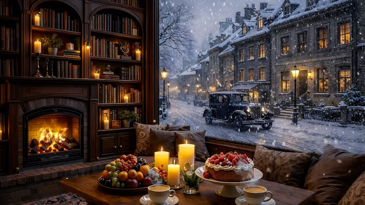 Relaxing Jazz Instrumental Music ⛄ Cozy Winter Night with Smooth Jazz Music at Coffee Shop Ambience