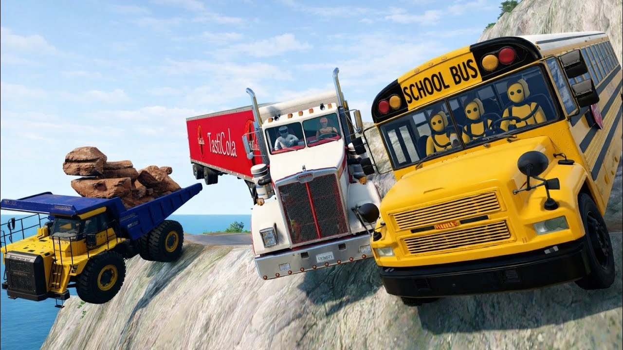 School Bus on Dangerous Mountain Road  | BeamNG.drive | Ep #104