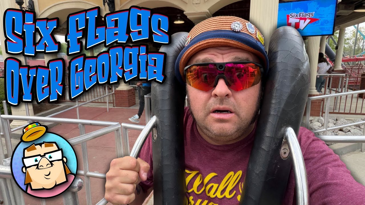 Съемки на американских горках в парке Six Flags Over Georgia &mdash; Goliath, Twisted Cyclone, Batman, ...