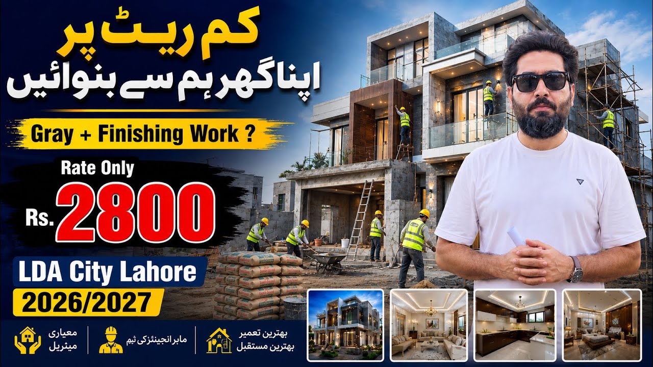 🏗️ Low Cost House Construction in LDA City Lahore | Gray & Finishing Work