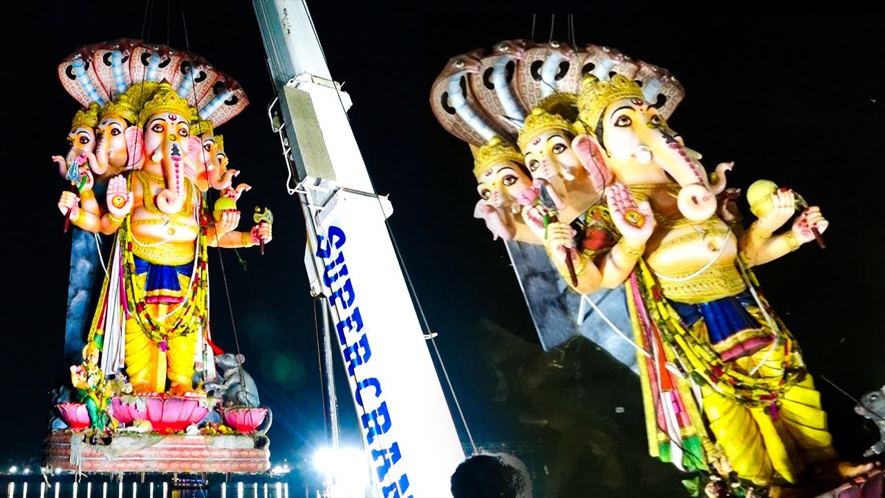 Khairatabad Ganesh Nimajjanam EXCLUSIVE Visuals | Khairatabad Ganesh Latest Visuals | Political Qube