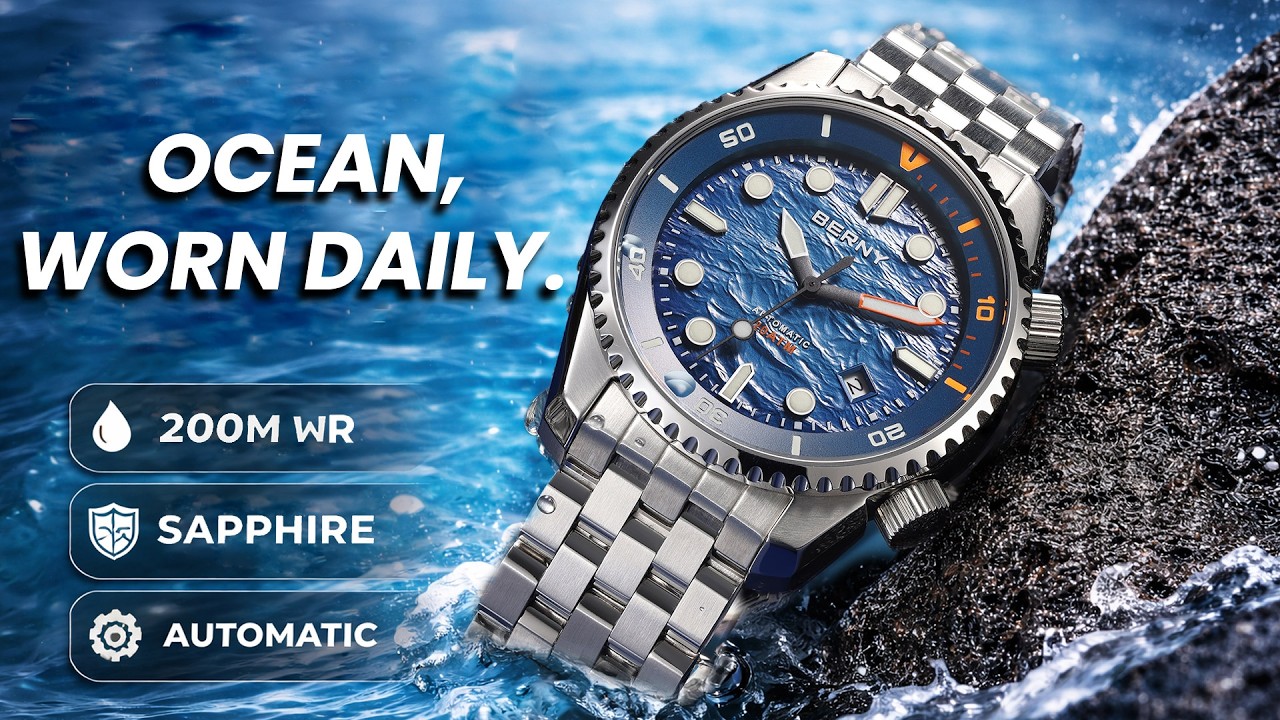 Take the Ocean Everywhere! 🌊 BERNY AM155MS Daily Diver: 200M WR, Sapphire & Stunning On-Wrist Look!