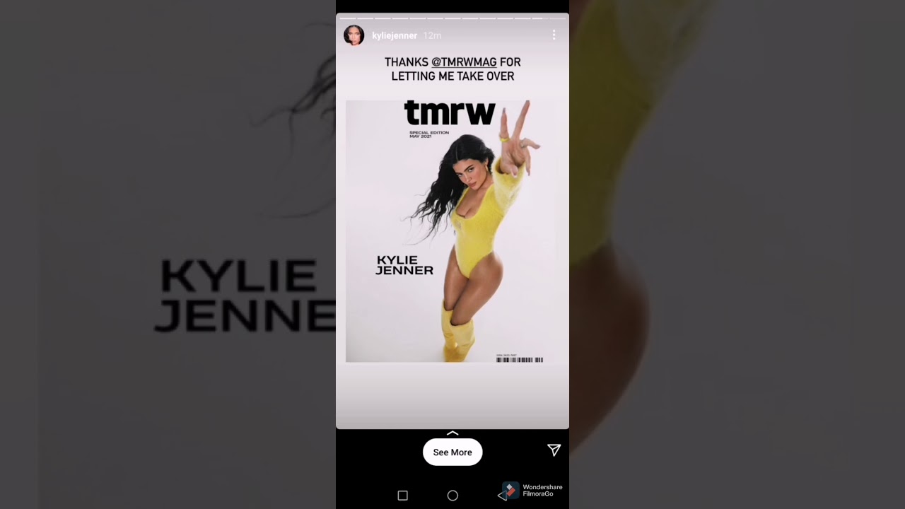 Kylie Jenner during a backstage shoot for a magazine @tmrwmag
