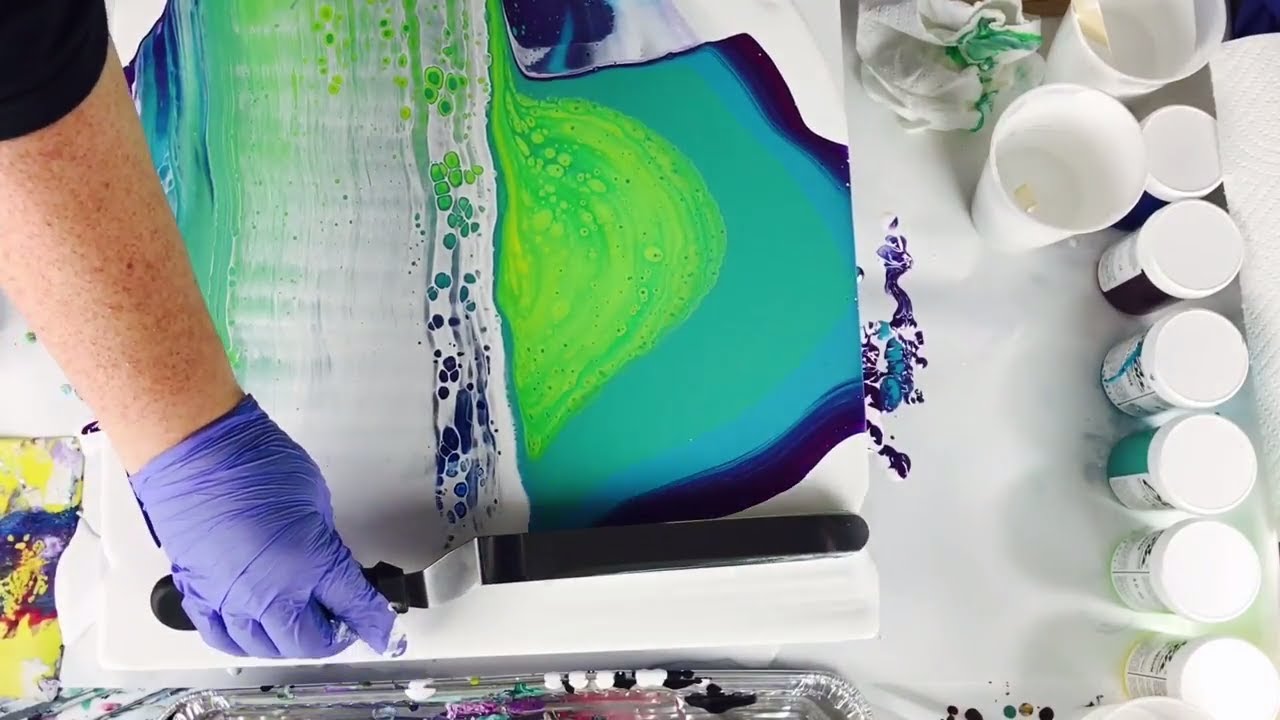 No SILICONE Fluid Painting SWIPE over ACRYLIC POURING