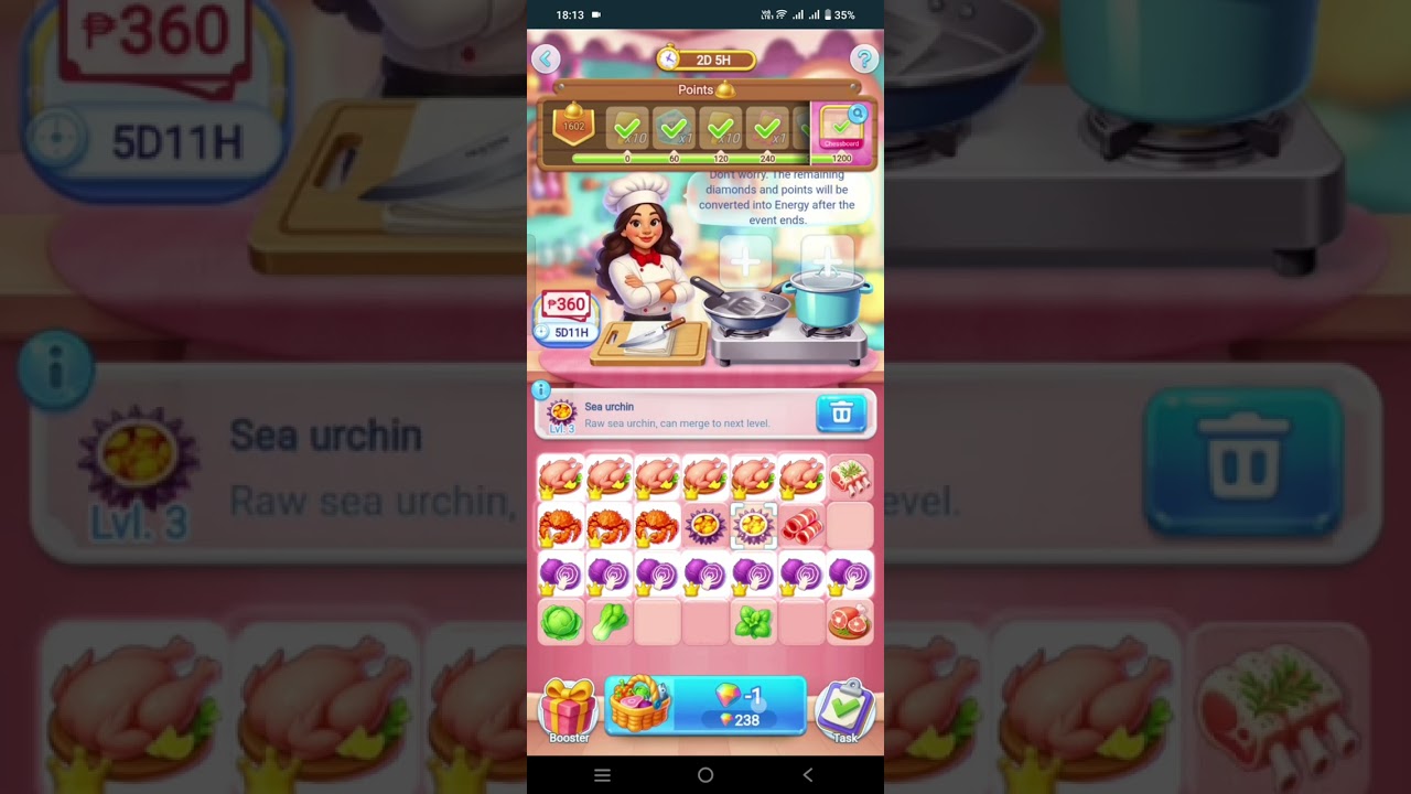 130 - Merge Boss Level 434... Playing Merge Kitchen while waiting for the next level...