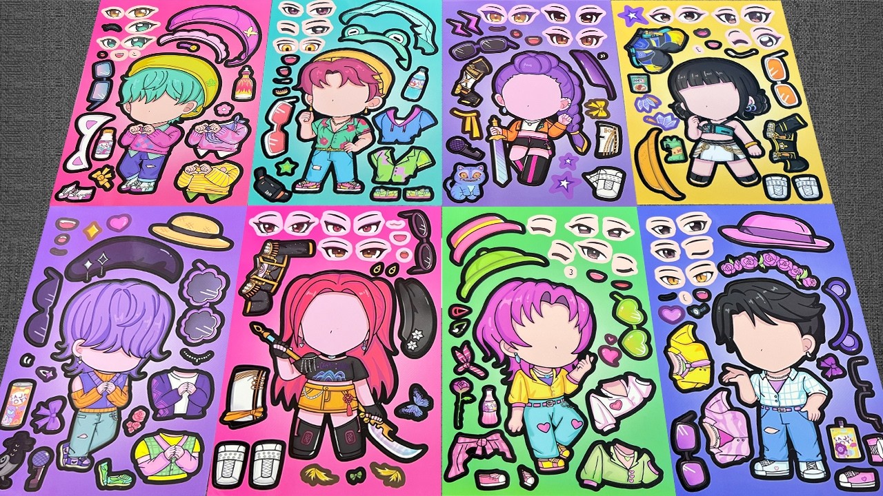 [🌈Paper DIY🌈] KPop Demon Hunters 2 Movie DIY Make A Face Stickers with Valentine Craft | ASMR