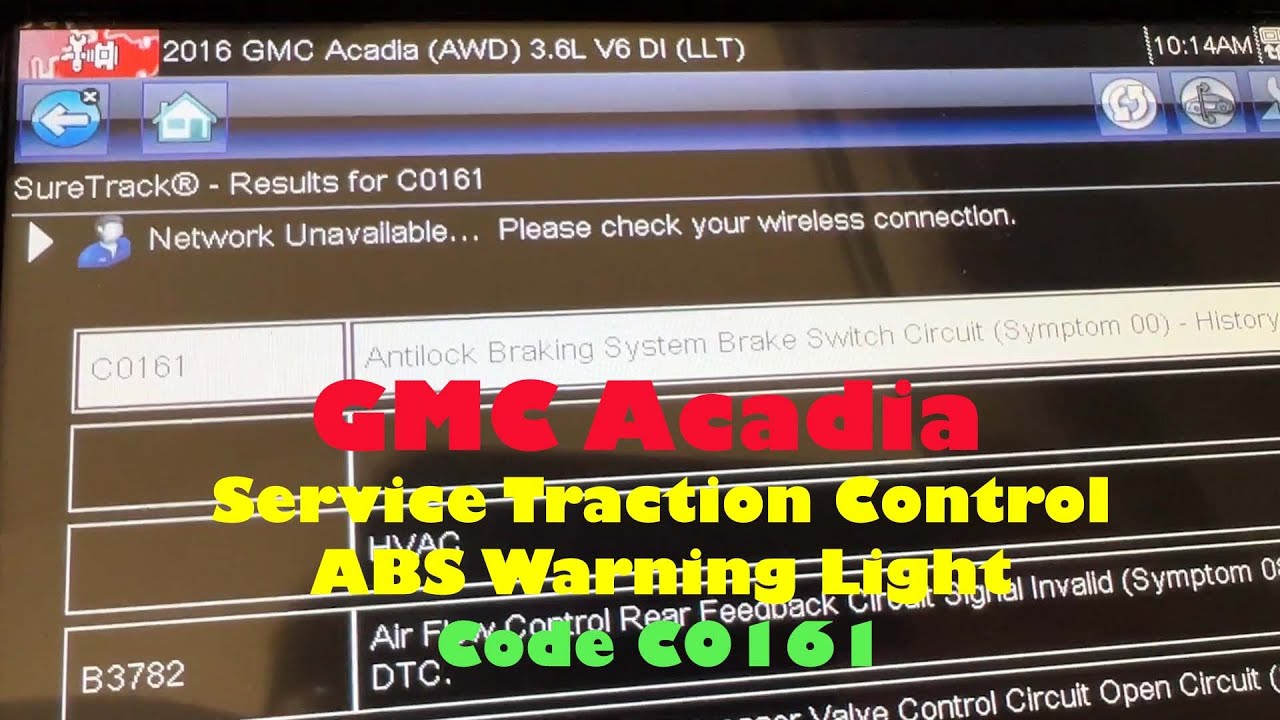 GMC Acadia Service Traction Control ABS Code C0161
