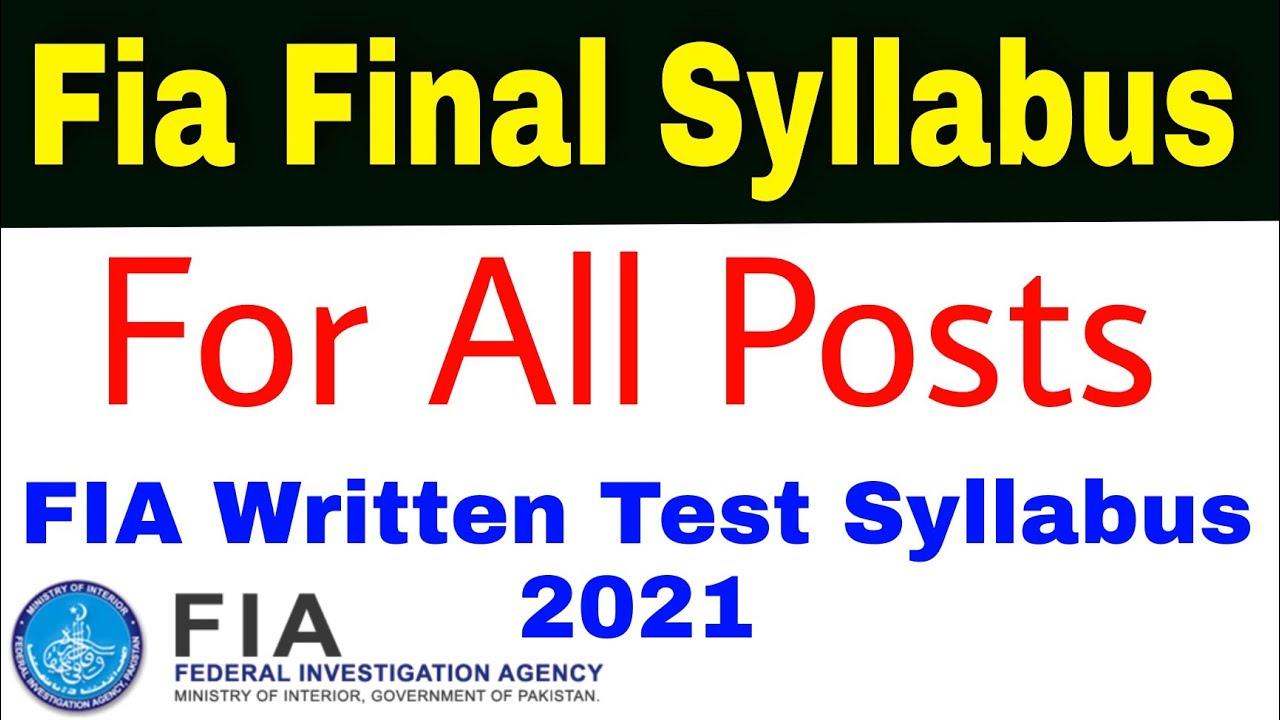 FIA Final Syllabus For All Posts | Fia Jobs 2021 |