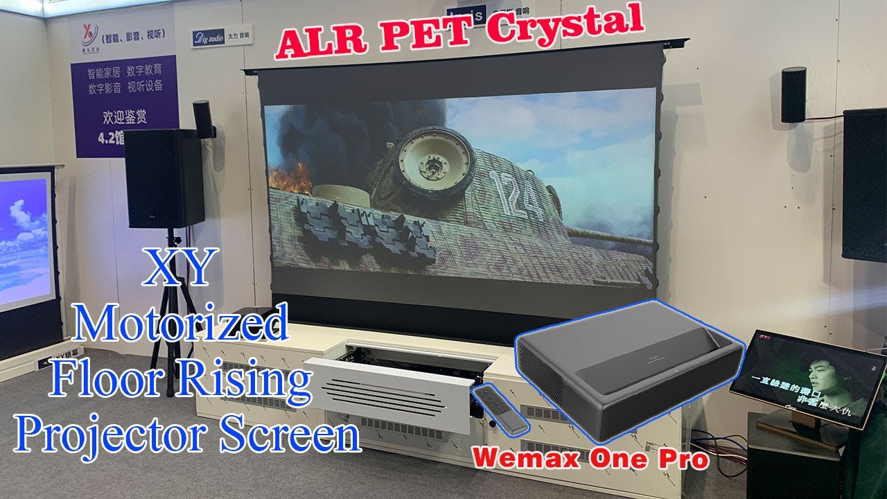 XY Screens Motorized Floor Rising Projector Screen EDL70 series with ALR PET Crystal